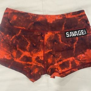 SAVAGE size medium red shorts 2”